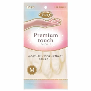 ST Family Premium Touch Перчатки виниловые пропитанные гиалуроновой кислотой размер M жемчужные 1 пара 712083