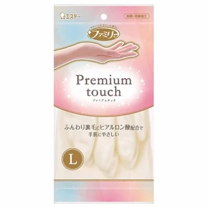 ST Family Premium Touch Перчатки виниловые пропитанные гиалуроновой кислотой размер L жемчужные 1 пара 712090