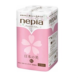 273488 NEPIA Japanese Beauty Туалетная бумага двухслойная с рисунком "Сакура и Соловей", без аромата, 25м. (12 рулонов) 273488